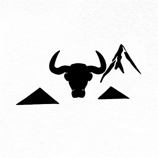 Bull With Clover And Mountains