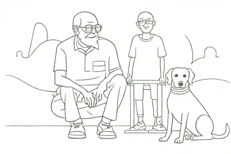 Grandfather With Grandson And Dog