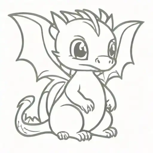 Baby Dragon Cartoon Outline