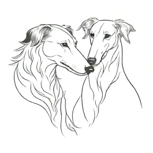 Two Borzoi Dogs Love Each Other