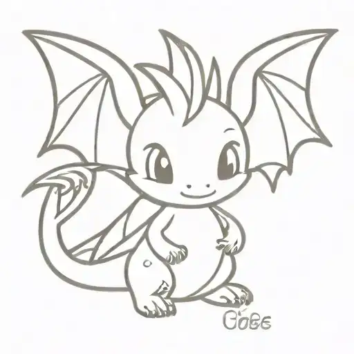 Baby Dragon Cartoon Outline