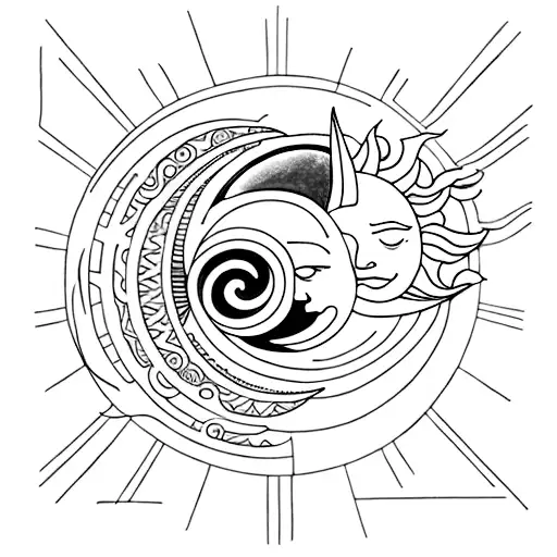 A Minimalist Sun And Moon Merging Together