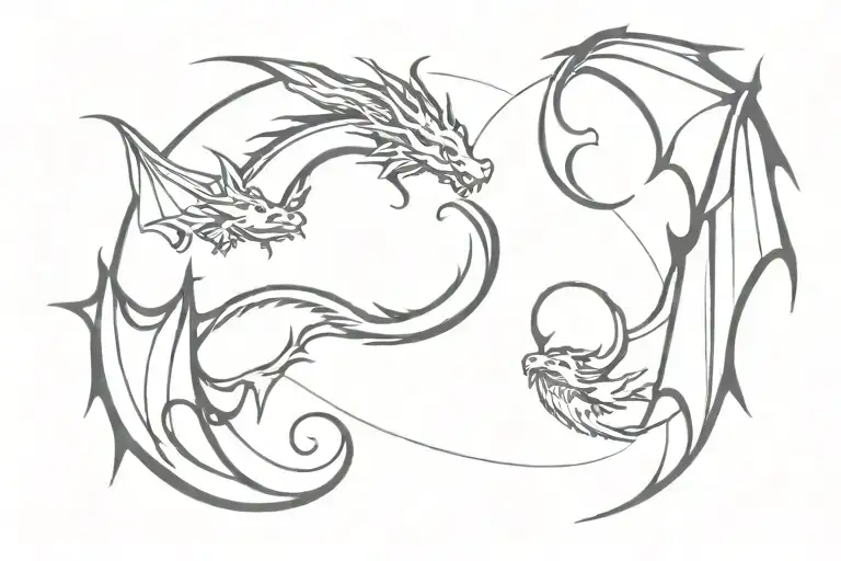 Dragons Encircling A Sun