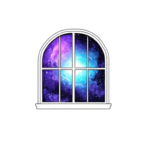 Window With A Purple And Blue Outer Space Inside It