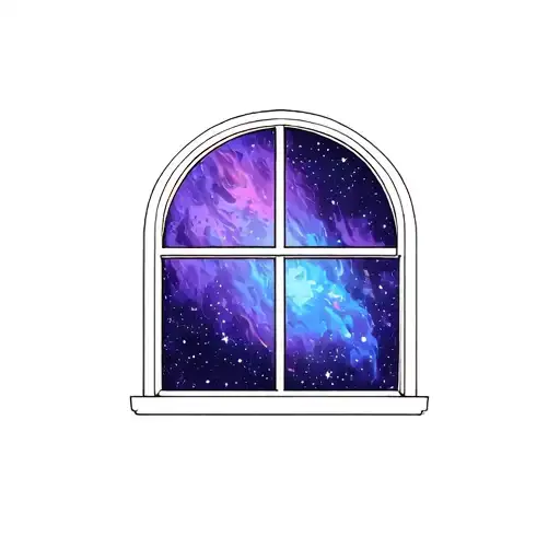 Window With A Purple And Blue Outer Space Inside It
