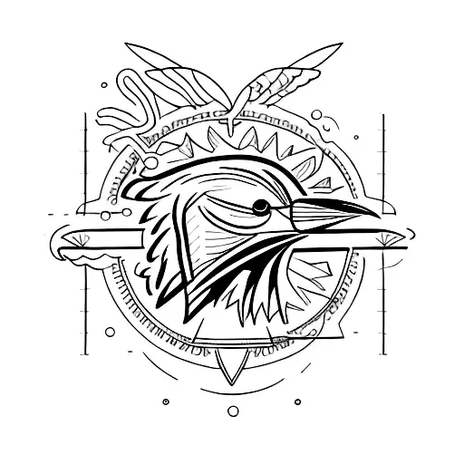 A Detailed Sketch Of A Crow Perched On A Medical Symbol