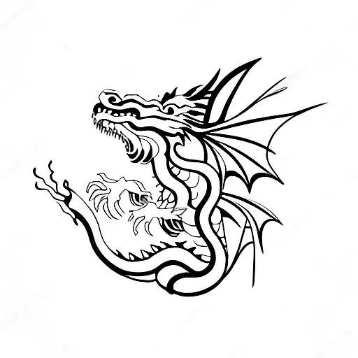 Asian Dragon Surrounded By Cherry Blossom Branches