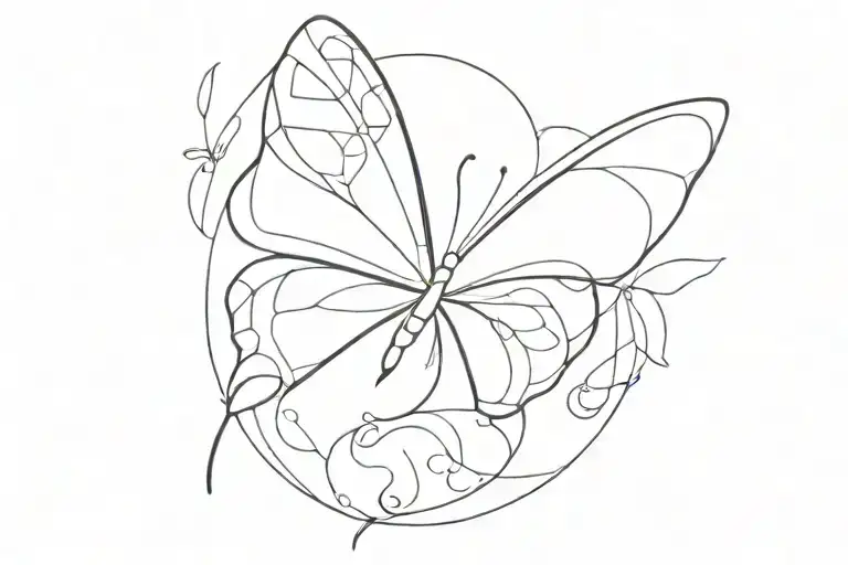 Butterfly Abstract Fine Line Tattoo Design