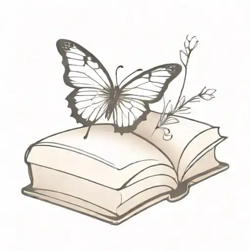 Open Book With Butterfly Perched