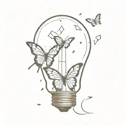 Broken Glass Lightbulb With Glass Pieces Falling Down And A Butterfly Emerging From The Lightbulb