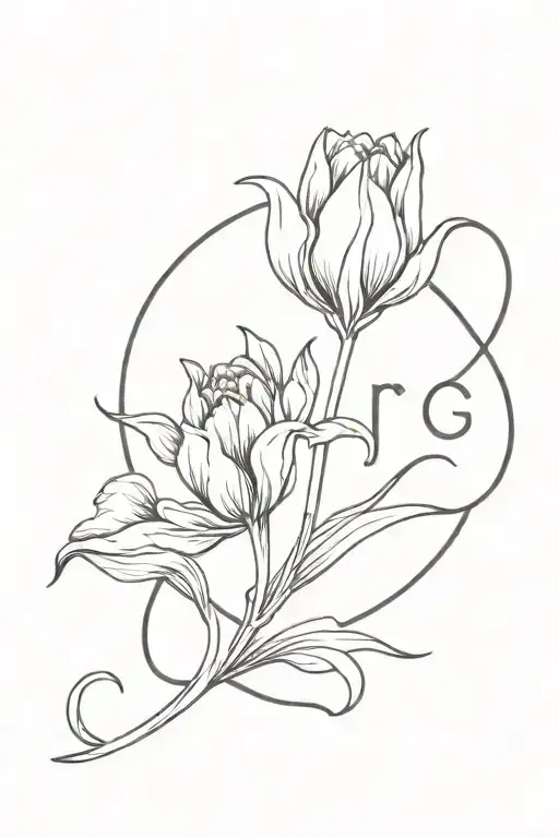 Simple Minimalist Capricorn Sign With Tulips Flowers
