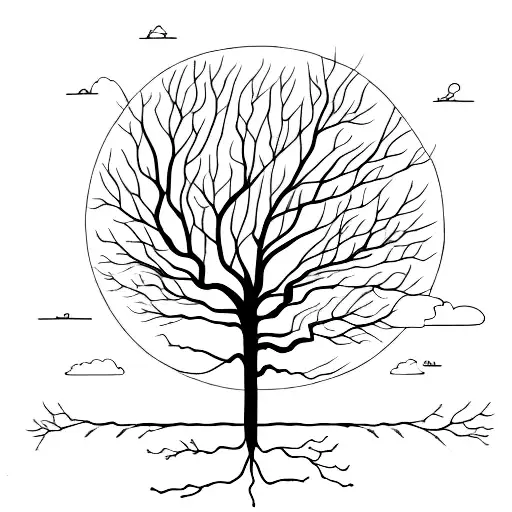 Five Oak Trees Planted Next To Eachother In A Line