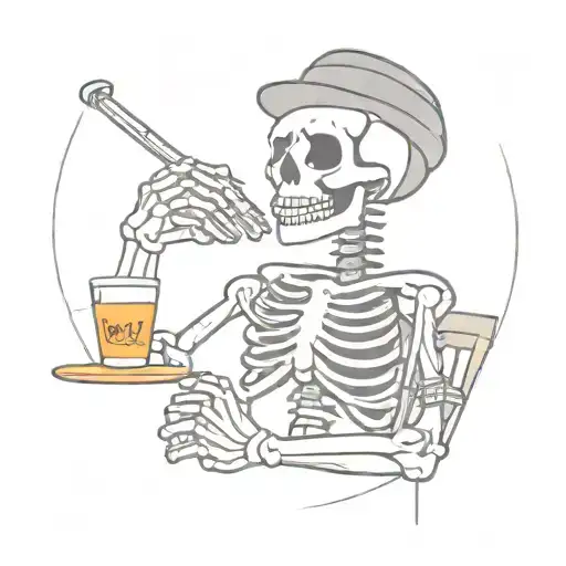 Skeleton Wearing A Hawaiian Shirt Drinking Rum