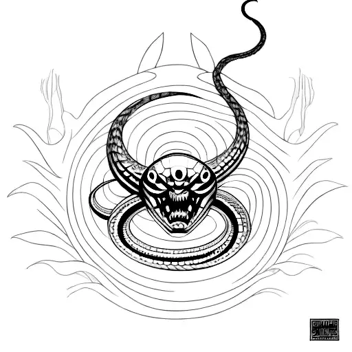 Create A Tattoo Design Inspired By A Metal Album Cover Featuring A Snake And Spider