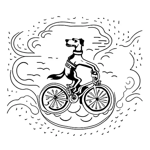 Dog Riding A Bicycle Jumping Over Fire