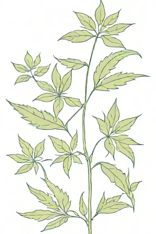 Simple Cartoon Weed Plant No Background