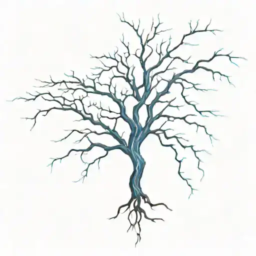 Blue Lightning Bolt Forming Into Tree Root