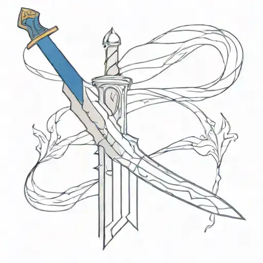 Buster Sword With A Blue Root Growing From It