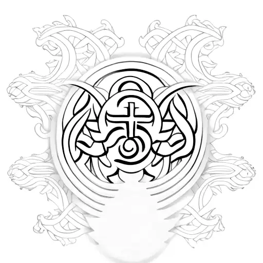 A Minimalist Tattoo Of A Buddhist Symbol Incorporated With A Motorcycle Chain