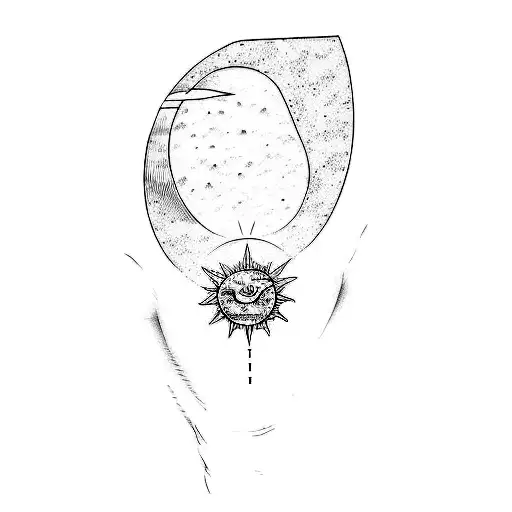 A Sun Tattoo On His Back