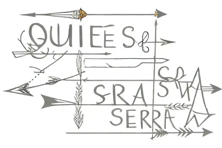 Fine Line Native American Arrow With 'Que Sera Sera' Inscription