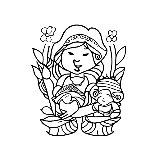 Mom With Baby Boy And Young Daughter