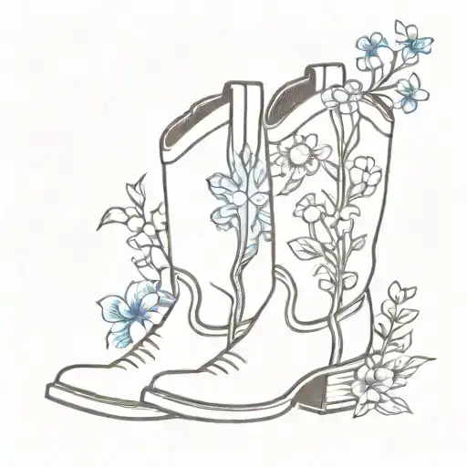 A Pair Of Cowboy Boots Filled With A Variety Of Flowers From Around The World