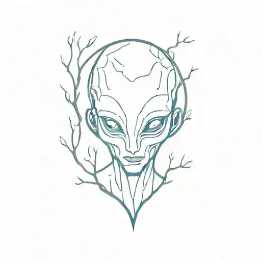 Blue Alien Turning In A Tree