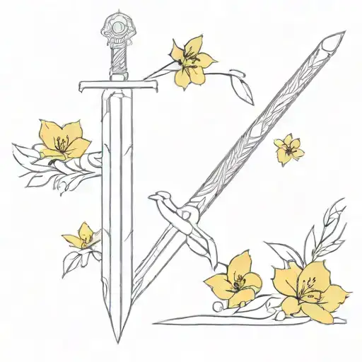 Buster Sword Final Fantasy 7 Growing Yellow Flowers
