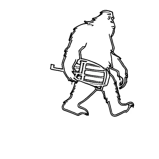 A Sasquatch Carrying A Frisbee Disc And Disc Golf Chain Link Basket Basket