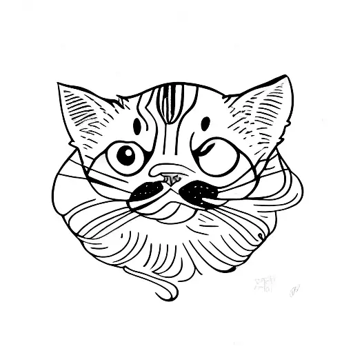 A Minimalist Tattoo Of A Cat And A Dog Sitting Together