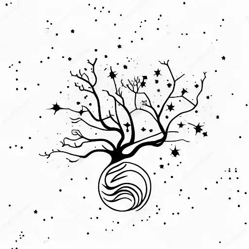 A Constellation Of Stars Forming A Tree With Fire At Its Roots