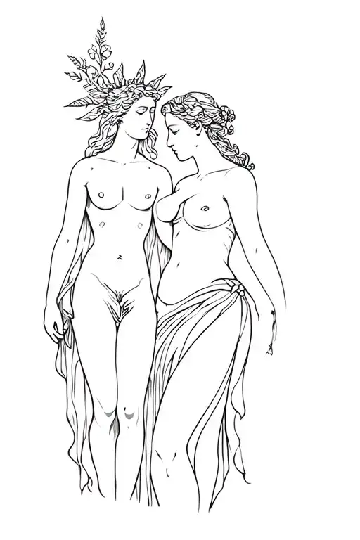 Apollo And Persephone Greek Mythology Abstract Representation