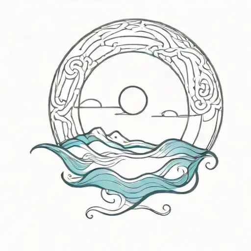 Full Moon Over Blue Water Waves