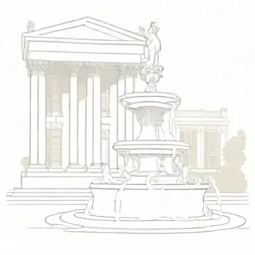 Trafalgar Square Water Fountain Line Art