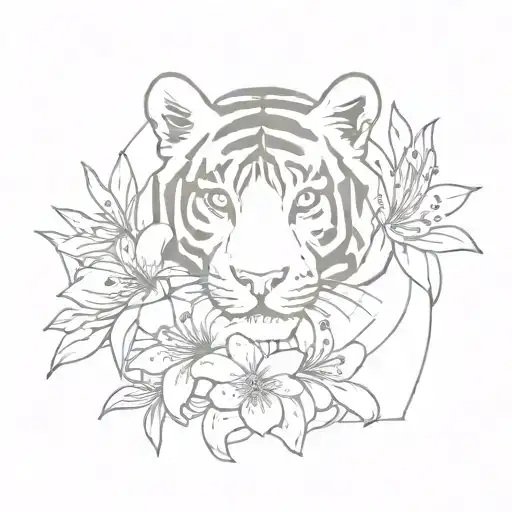 Tiger Holding Lilies