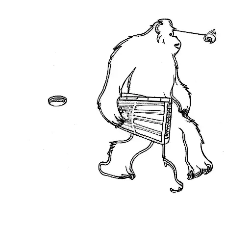 A Sasquatch Carrying A Frisbee Disc And Disc Golf Basket