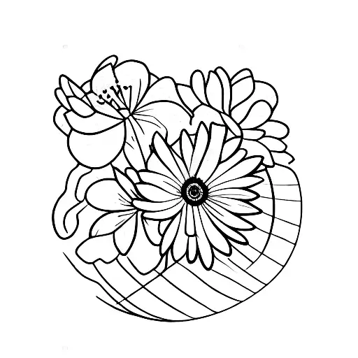 A Bouquet Of Wildflowers With A Mountain Backdrop