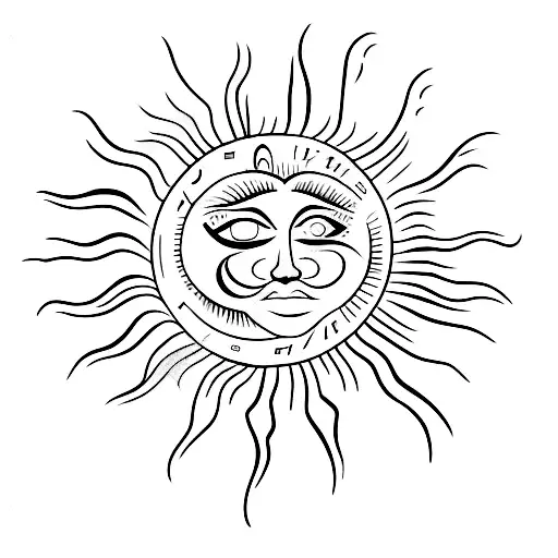 A Minimalist Tattoo Of A Beach Scene With A Music Note Forming The Sun