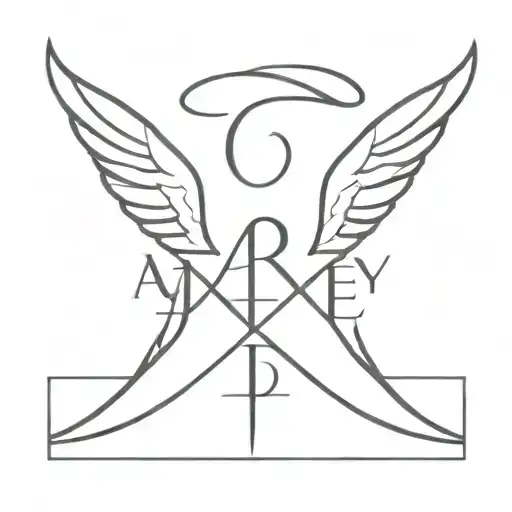 Minimalist Name Aubrey Elaine Cuevas With Angel Symbol