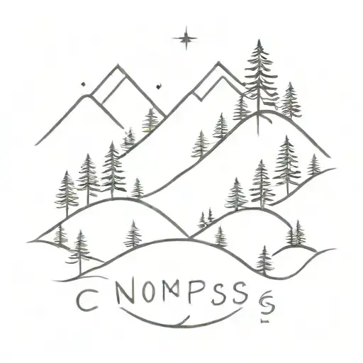 Compass Pacific Northwest Mountain Pine Trees