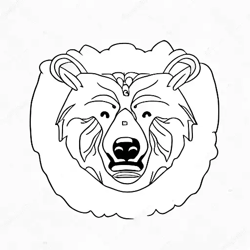 Very Neutral Bear Face Tattoo With Simplistic Design