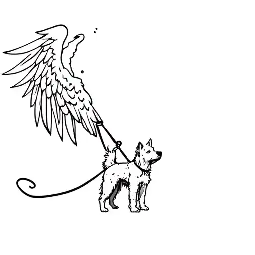 Yorkshire On A Leash Being Held By Angel