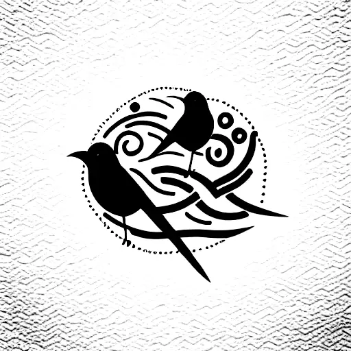 Abstract Yet Minamalistic Tat With Bird And Small Lines For A Rib Cage