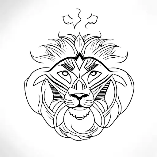 A Minimalist Tattoo Of A Lion With Smoke Forming The Shape Of Dollar Signs Around It