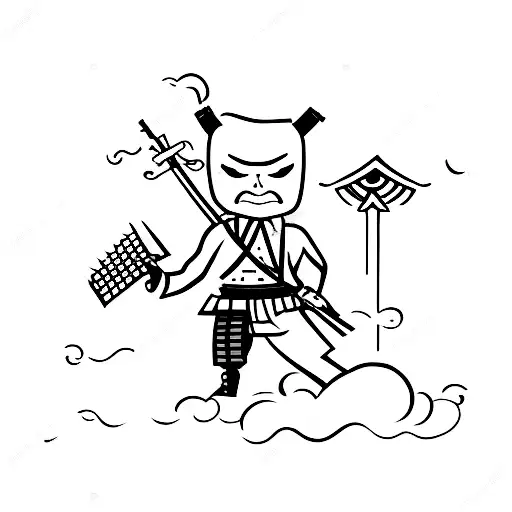 A Samurai Warrior With A Business Suit And Tie