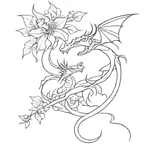 Dragons And Flowers Intertwined Collarbone