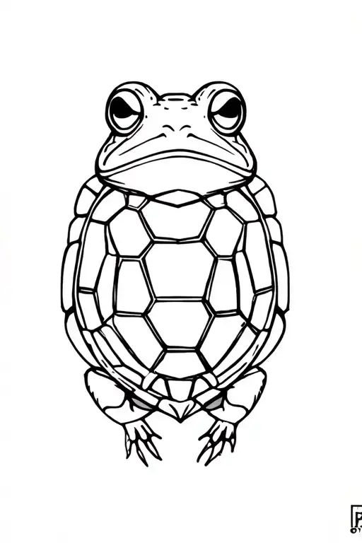 Frog Wearing A Turtle Shell With Sacred Geometry Patterns