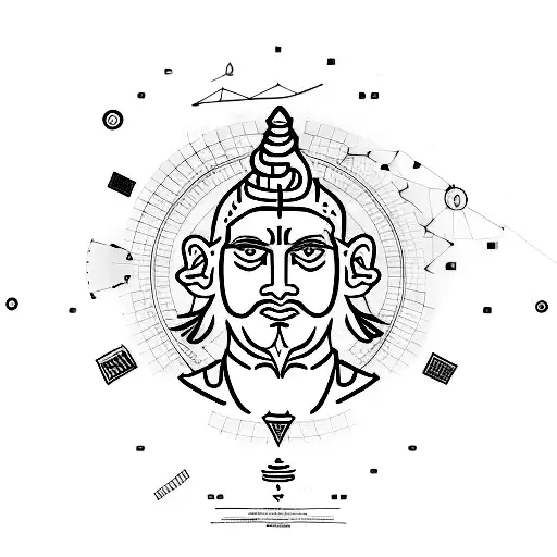 A Portrait Of Lord Shiv Surrounded By Business Charts And Graphs