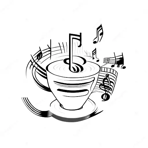 A Minimalist Coffee Cup With Musical Notes As Steam